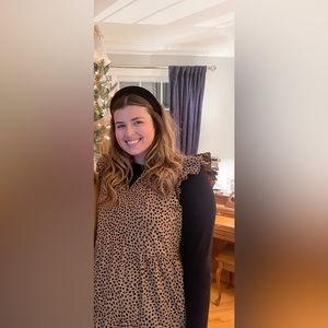 Jcrew Leopard Ruffle Midi Dress